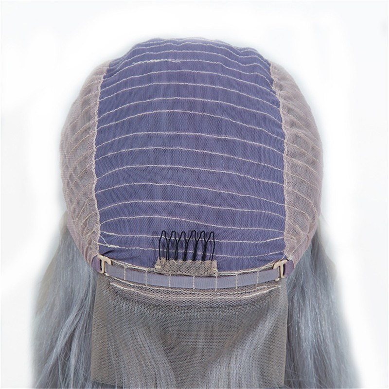 Sliver Grey Long Straight Wig Human Hair with Baby Hair Lace Front Wig for Women