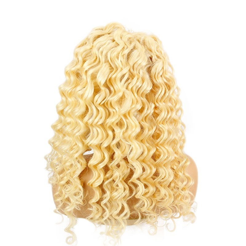 Blonde Lace Front Deep Wave Human Hair Wigs Curly 613# Full Lace Wig Virgin Hair with Baby Hair