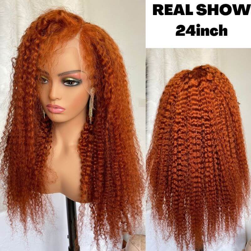 Deep Wave Ginger Curly Human Hair Lace Front Wigs for Black Women Orange Curly Human Hair Full Lace Wigs with Baby Hair