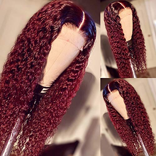 1B/99J Hair Ombre Wine Red Color Two Tone Lace Front Wigs Curly Hair Glueless Lace Wig Wet and Wavy Long Loose Curly