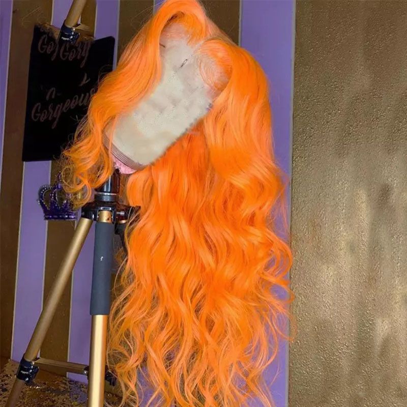 Ginger Orange Lace Front Wig Human Hair Body Wave Wig Remy Brazilian Transparent Lace Human Hair Wigs For Women Colored Wigs 180