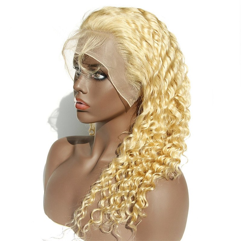 613 Blonde Glueless Lace Front Human Hair Wigs Brazilian Deep Wave Wigs 13x4 Lace Front Wig Blonde Hair Wigs Remy 150%