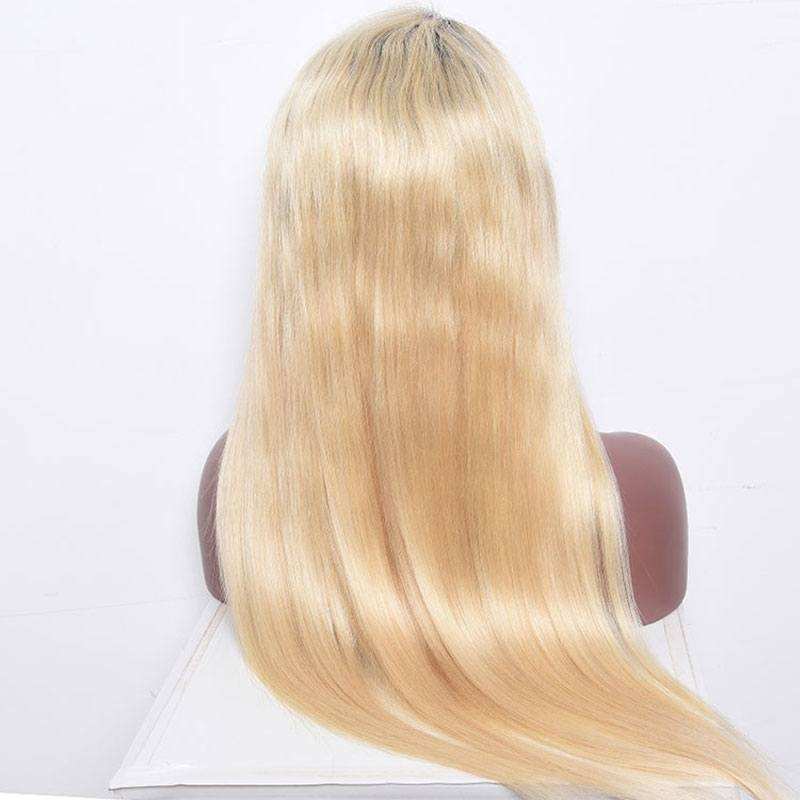 #1B 613 Ombre Blonde Dark Roots Full Lace wig Lace front wig Silky Straight Virgin Hair with Baby Hair Natural Hairline