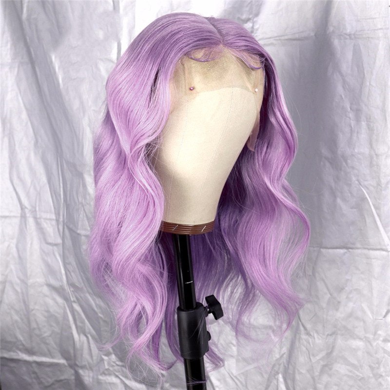 Purple Color body Wave Human Hair Wigs PrePlucked Baby Hair Brazilian For Black Women