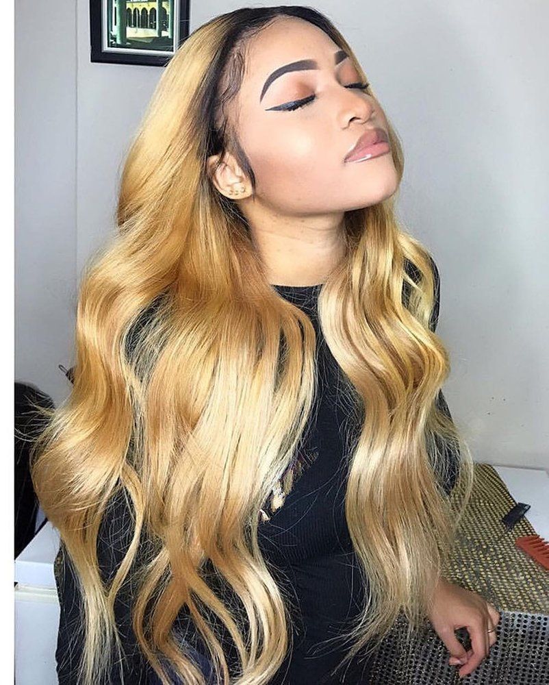 Human Virgin Hair Pre Plucked 1b/27 Color Lace Front Wig For Black Woman