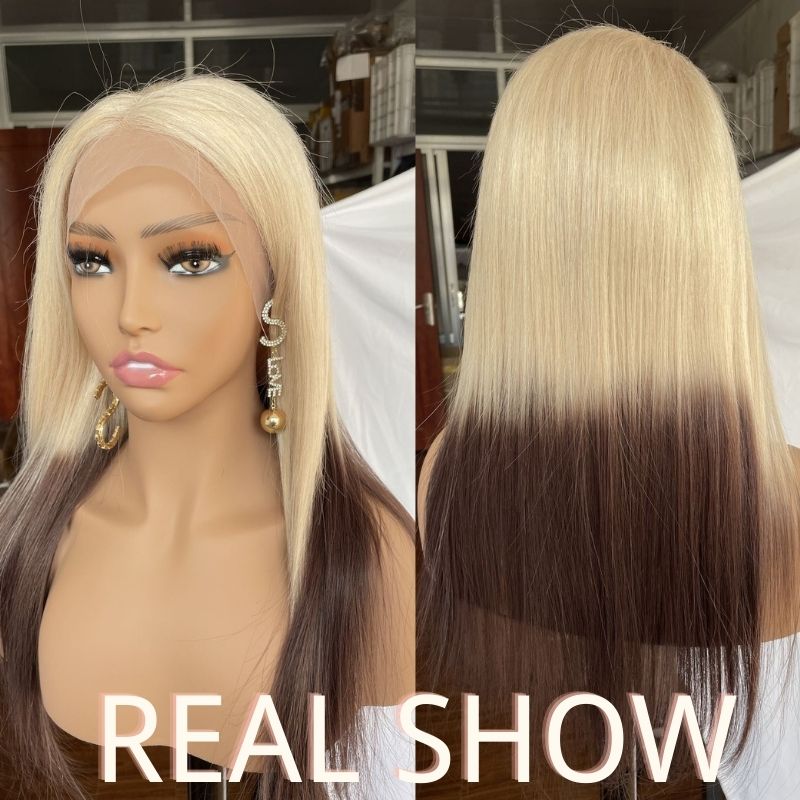 Ombre Brown Body Wave Wig Blonde Colored Human Hair Wigs For Women Pre Plucked Remy Brazilian Straight Lace Front Wig Human Hair