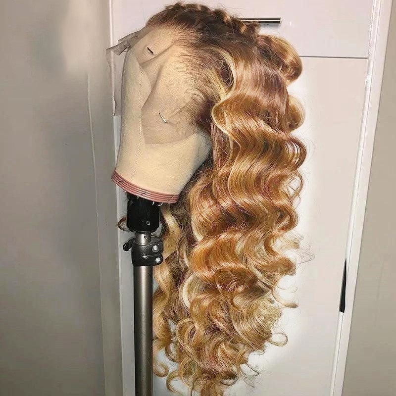 Ombre Honey Blonde Lace Front Wigs 1B 27 Colored Human Hair Wigs For Women Loose Wave T Part Lace Wig Human Hair Brazilian Remy