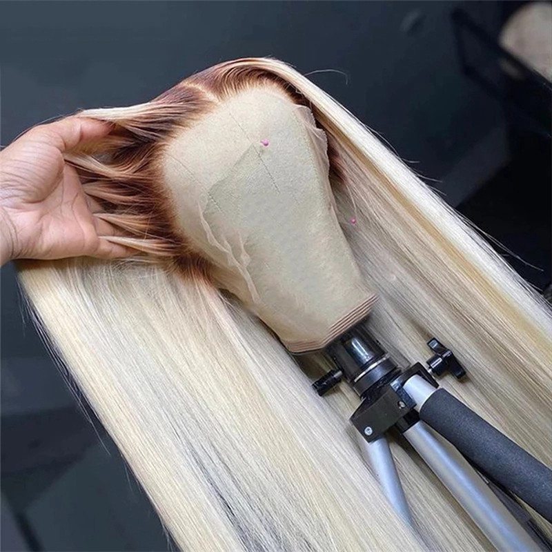 Ombre Blonde Straight Lace Front Wig Human Hair 4 613 Colored Human Hair Wigs For Women Remy Brazilian Transparent Lace Wigs