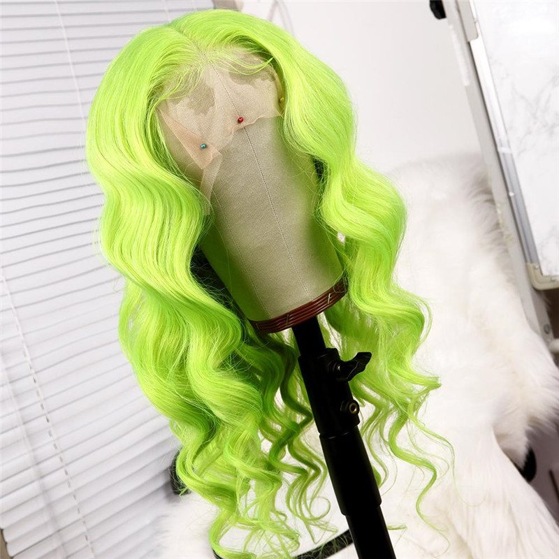 Green Body Wave Virgin Human Hair Green Body Wave Lace Front Wigs for Women