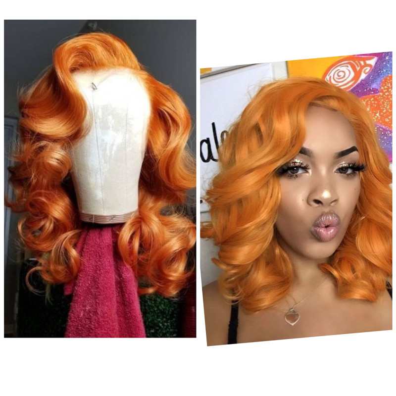 Darkorange Colored Human Virgin Hair Pre Plucked Ombre Lace Front Wig And Lace Front wig For Black Woman-6.62E+50