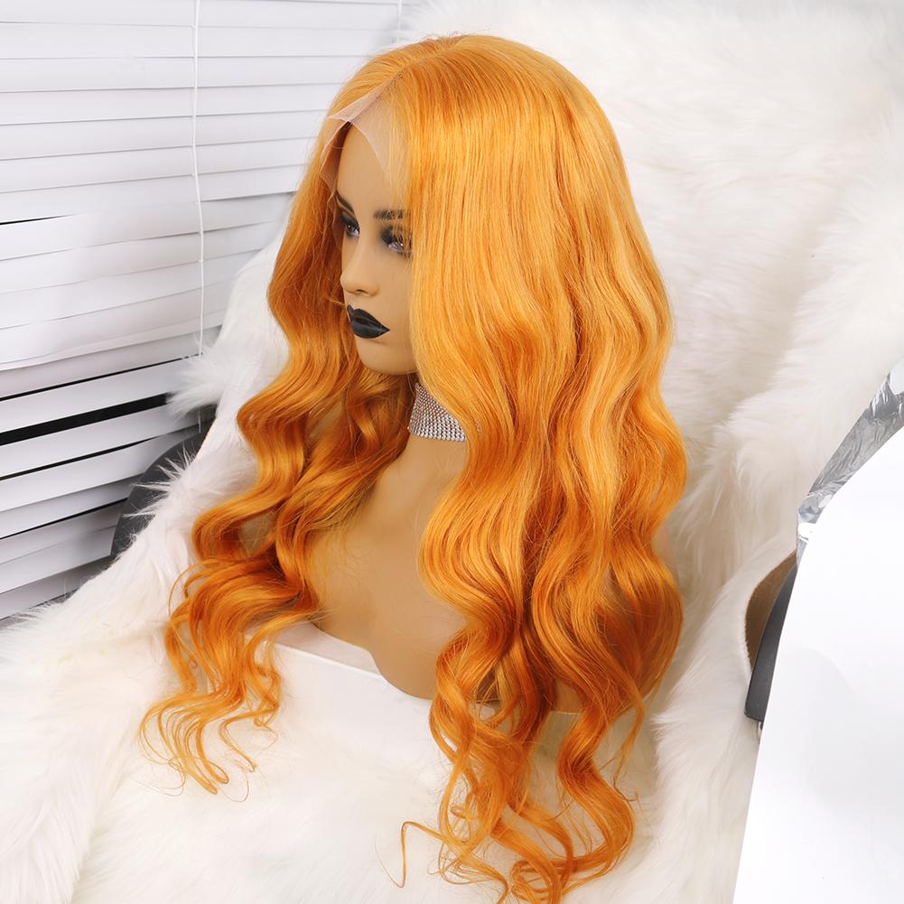 Orange Lace Front 13x4 T Part LaceHuman Hair Ginger Body Wave Wigs for Black Women