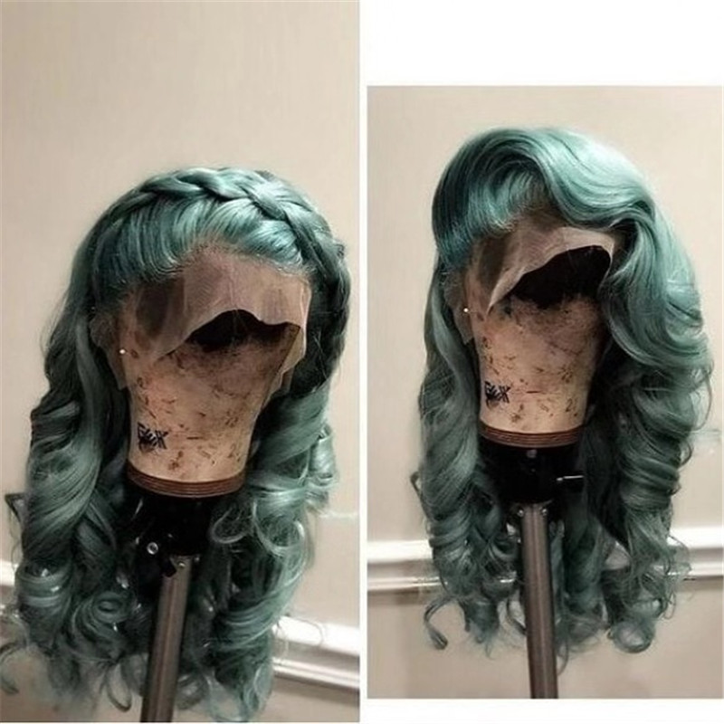 Green Color Human Virgin Hair Pre Plucked Ombre Lace Front Wig And 13x4x1 T Part Lace Front wig For Black Woman-c15ca4