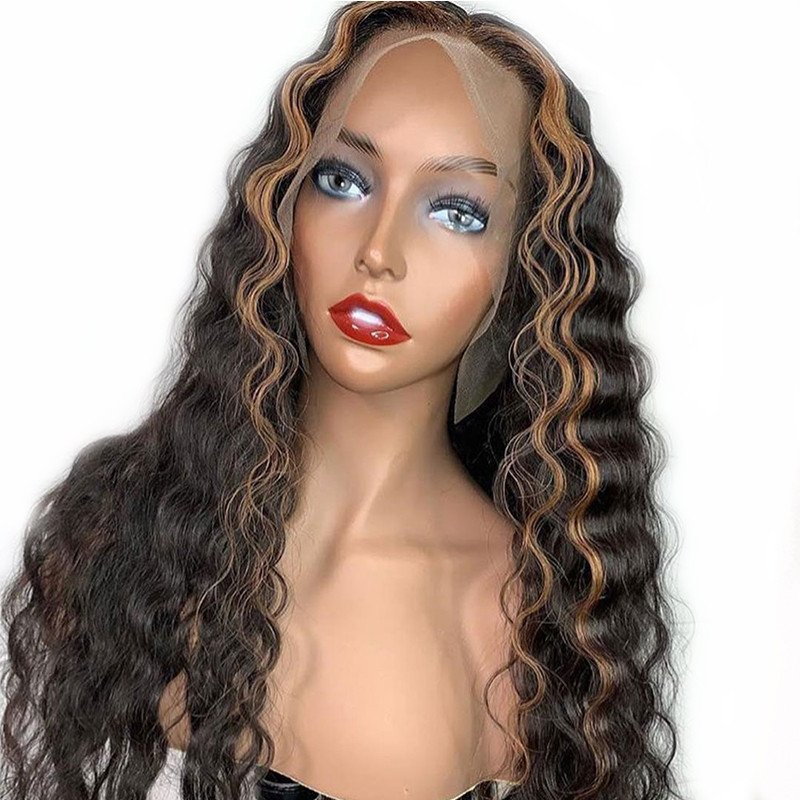 Human Virgin Hair Ombre Wave Pre Plucked Lace Front Wig For Black Woman