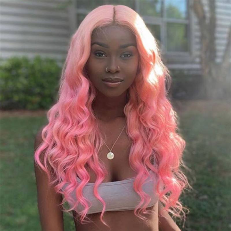 Pink Loose Wave Hair Lace Front 113x4 T Part LaceHuman Hair Wigs Body Wave Glueless13x4x1 T Part Lace wigs