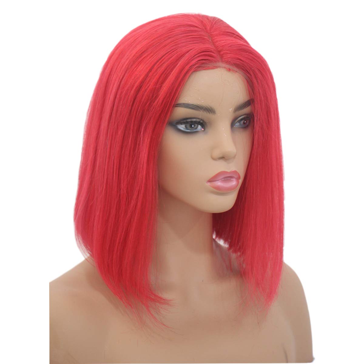 Short Bob Lace Front Wigs Human Hair for Women Bleached Knots Full End Brazilian Human Hair Wigs 150 Density Remy Hair Wig Red Color