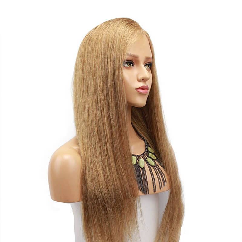 Sliky Straight Human Hair Blonde Lace Front Wigs Side Part Baby Hair #18 Brazilian Remy Human Hair Lace Wig For Women