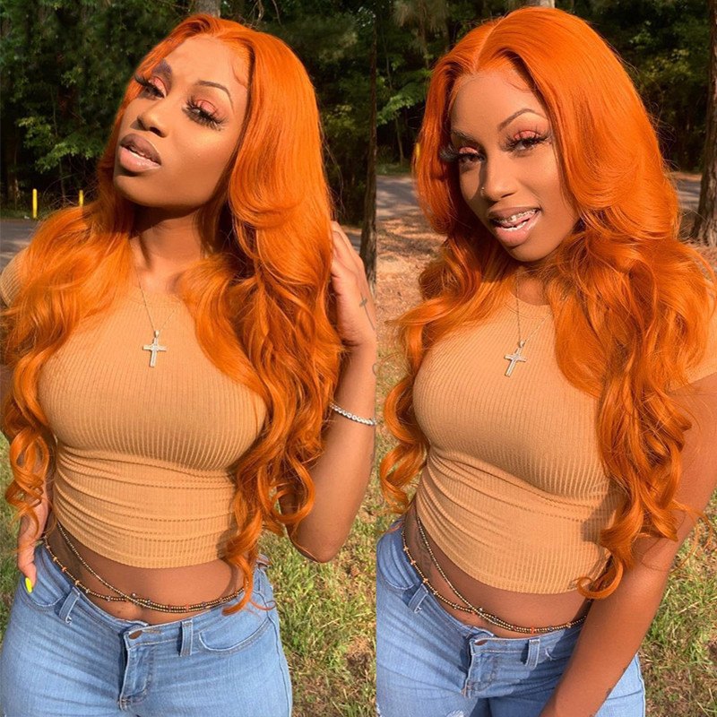Body Wave Ginger Lace Front Wig Brazilian Remy 13x4 Lace Frontal Wig Orange Colored Human Hair Wigs For Women Lace Closure Wig
