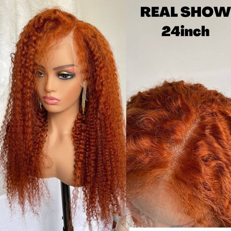 Deep Wave Ginger Curly Human Hair Lace Front Wigs for Black Women Orange Curly Human Hair Full Lace Wigs with Baby Hair