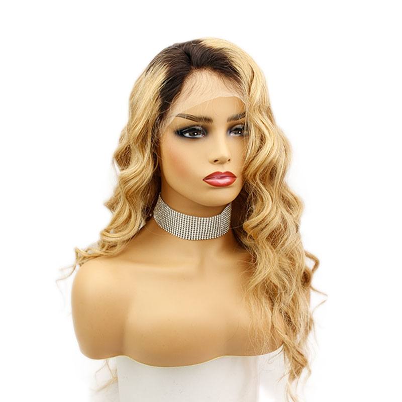 Honey Blonde Ombre 1B 27 Human Hair Lace Front wigs Loose Wave Full Lace Wig for Women 2 Tone