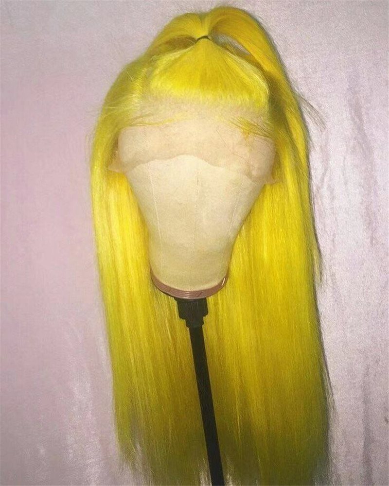 Human Virgin Hair Yellow Pre Plucked Lace Front Wig