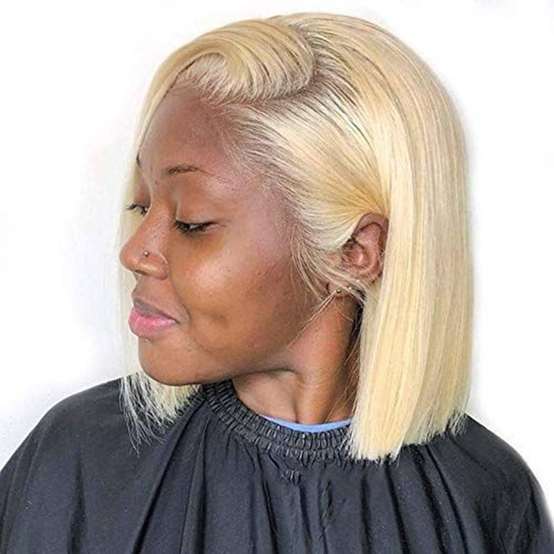 13x4 Brazilian Straight Human Hair 613 Blonde Bob Wigs Remy Short Bob 8Inch - 16Inch Lace Front Wigs Transparent Lace Preplucked Baby Hair