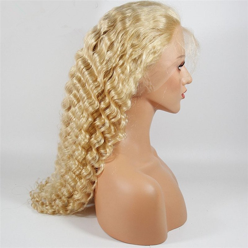 613 Blonde Glueless Lace Front Human Hair Wigs Brazilian Deep Wave Wigs 13x4 Lace Front Wig Blonde Hair Wigs Remy 150%