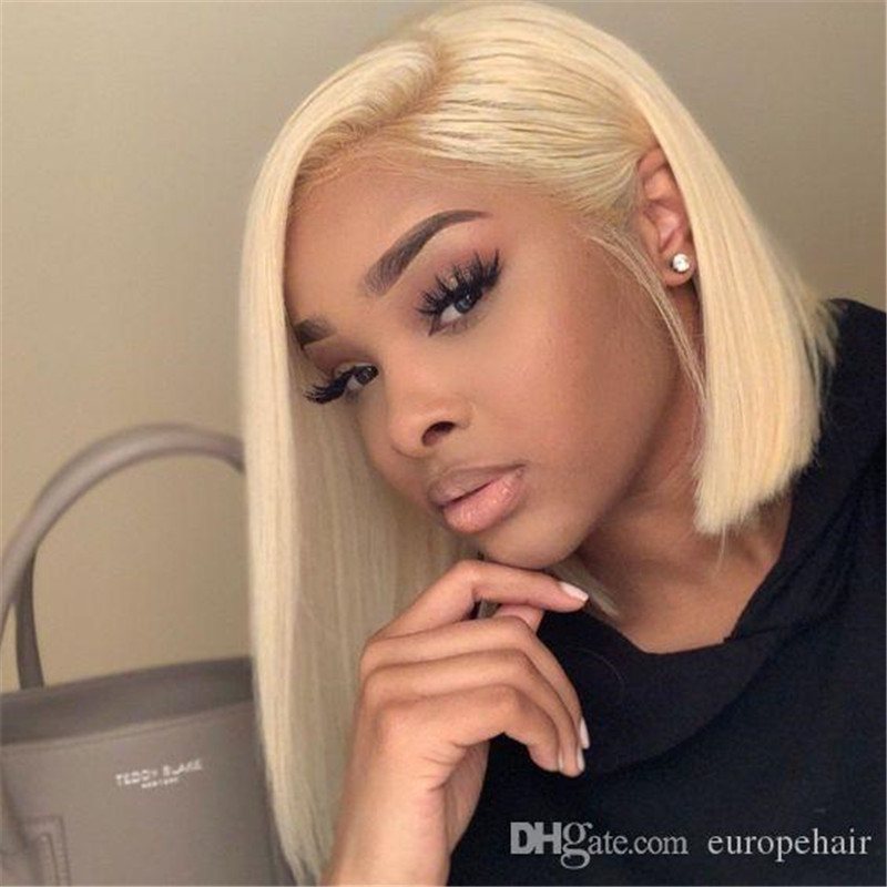 13x4 613 Blonde Brazilian Straight Human Hair Bob Wigs 8 - 16 Inch Remy Short Ombre Bob Lace Front Wigs for Black Women