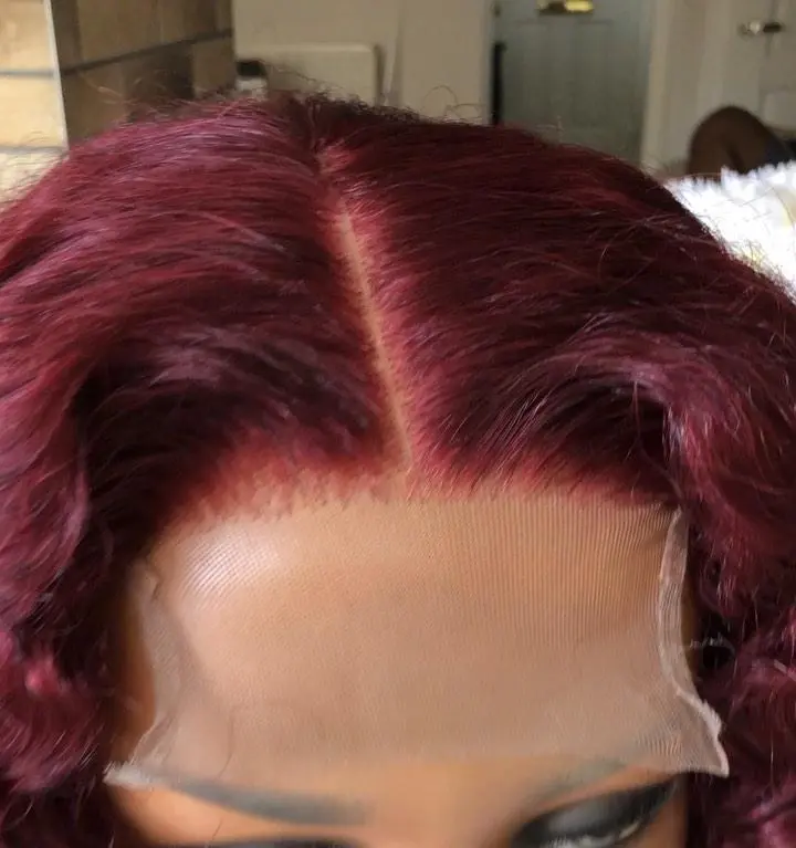 Burgundy Red Color Bob Short Curly Lace Front 99J Red  Curly Human Hair Wigs Preplucked Natural Hairline