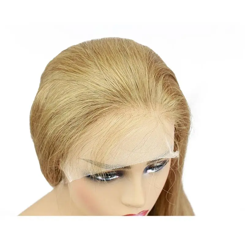 Human Hair Lace Front Wigs 8# Ash Brown Colored Pre Plucked Full Lace Wigs with Baby Hair All Around