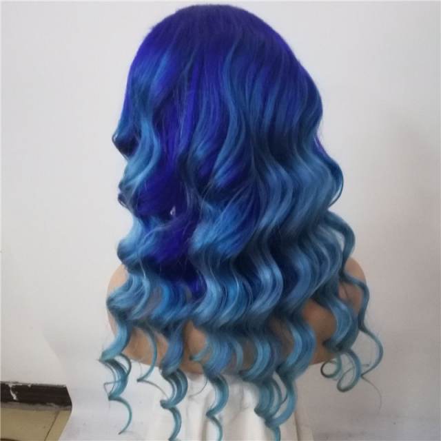 Lace Front Human Hair Wig Long Ombre Blue Lace Front Wigs Pre Plucked 13x4 Brazilian Remy Hair Body Wave Front Lace Wigs
