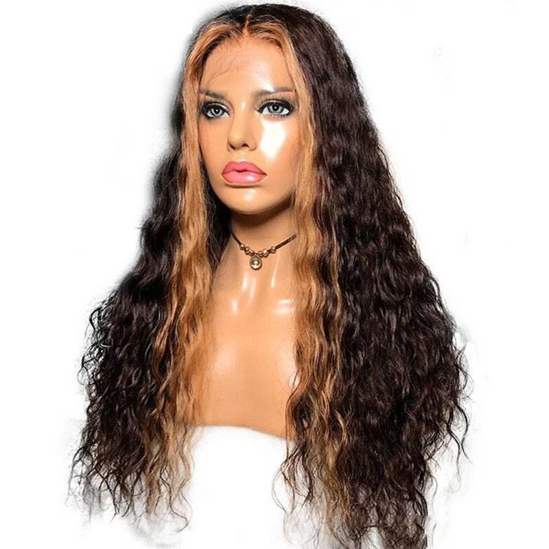 Human Hair Wigs Honey Blonde With Brown Color Pre Plucked Lace Front Human Hair Wigs For Women Brazilian Virgin Hair Wigs