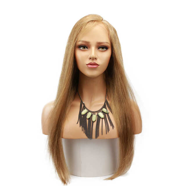 Sliky Straight Human Hair Blonde Lace Front Wigs Side Part Baby Hair #18 Brazilian Remy Human Hair Lace Wig For Women