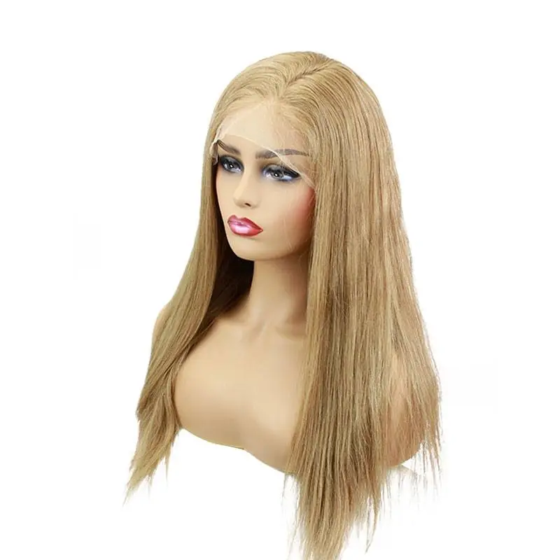 Human Hair Lace Front Wigs 8# Ash Brown Colored Pre Plucked Full Lace Wigs with Baby Hair All Around