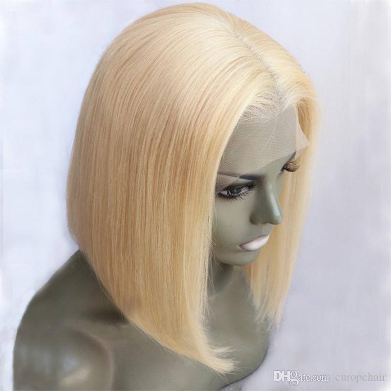 13x4 Brazilian Straight Human Hair 613 Blonde Bob Wigs Remy Short Bob 8Inch - 16Inch Lace Front Wigs Transparent Lace Preplucked Baby Hair