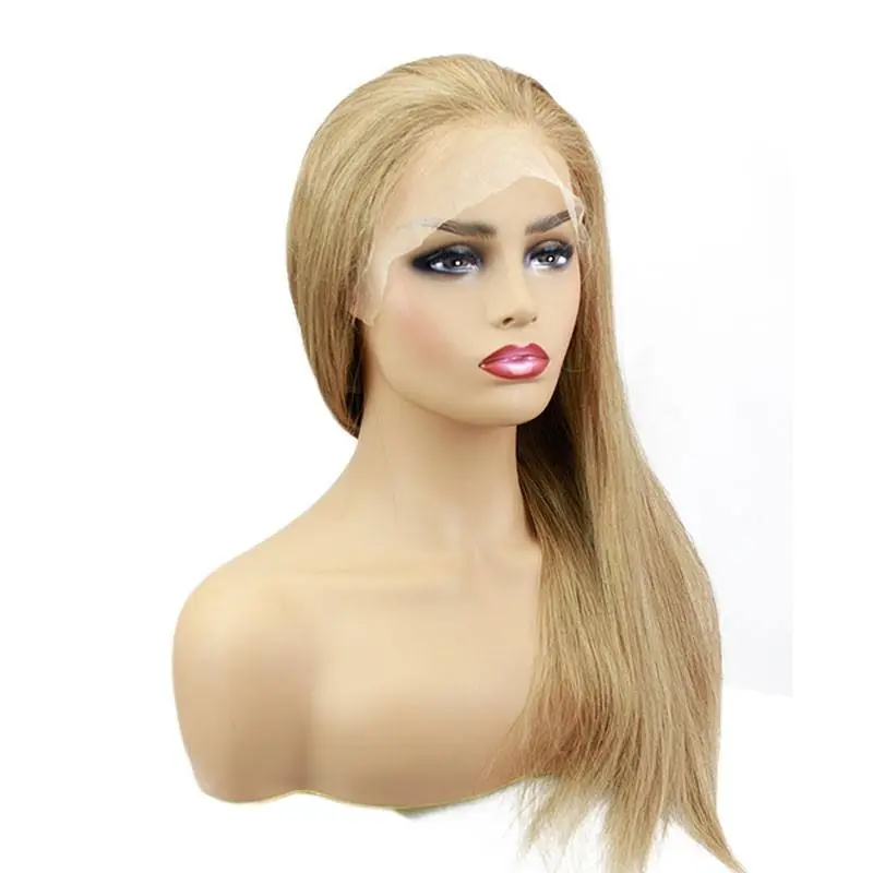 Human Hair Lace Front Wigs 8# Ash Brown Colored Pre Plucked Full Lace Wigs with Baby Hair All Around