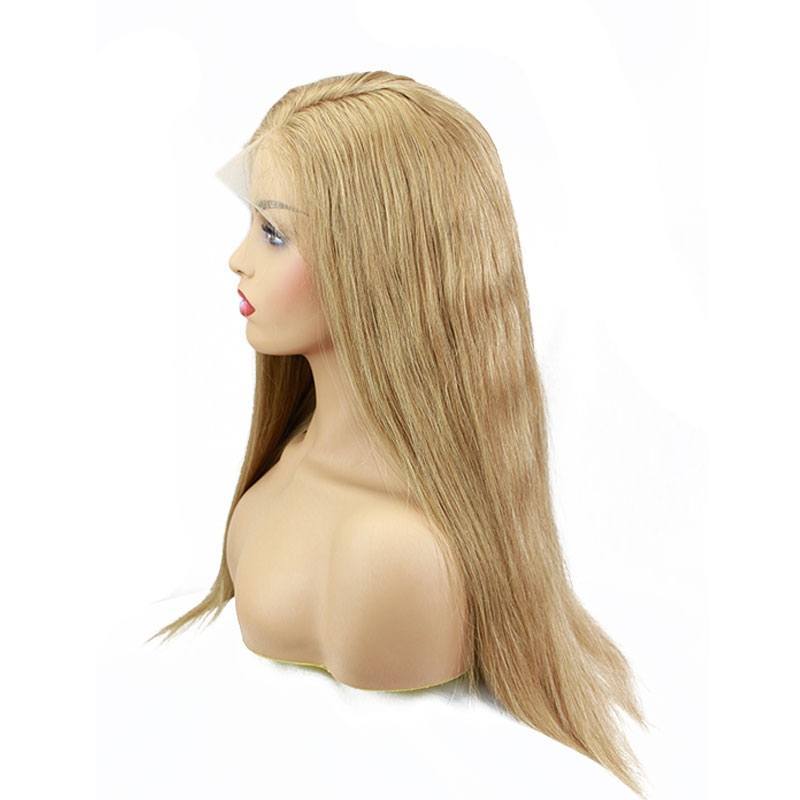 Human Hair Lace Front Wigs 8# Ash Brown Colored Pre Plucked Full Lace Wigs with Baby Hair All Around