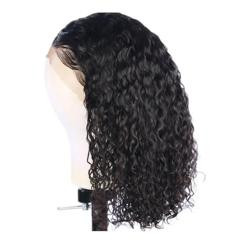 Full Lace Silk Base Wigs Deep Curly Brazilian Remy Human Hair Pre Plucked for Women Black Hair Color 130 Density