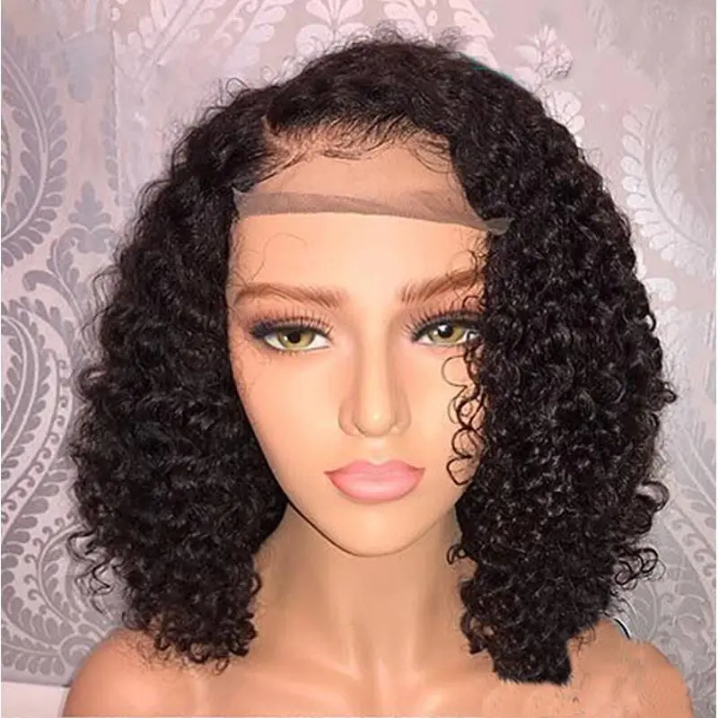 Short Bob Lace Front Human Hair Wigs Pre Plucked With Baby Hair Curly Brazilian Remy Hair Lace Front Bob Wigs 10&quot;-14&quot;