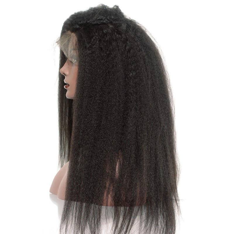 Italian Coarse Yaki 300% High Density Kinky Straight  Wig Human Hair Wigs For Black Women