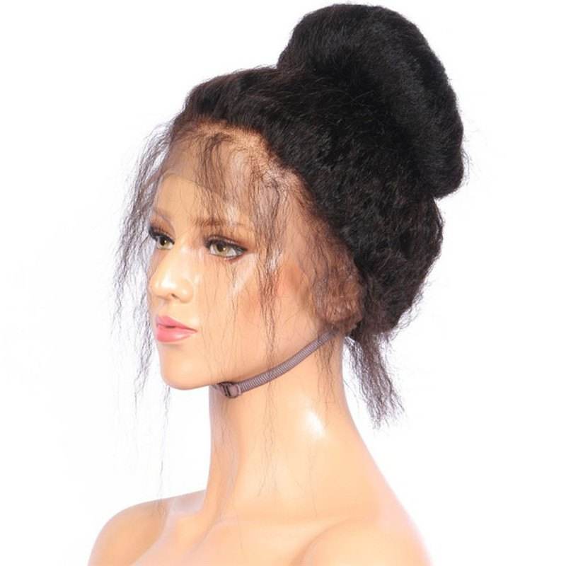 360 Lace Wigs 180% Density Kinky Straight Full Lace Human Hair Wigs With Natural Hairline