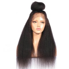 360 Lace Wigs 180% Density Kinky Straight Full Lace Human Hair Wigs With Natural Hairline