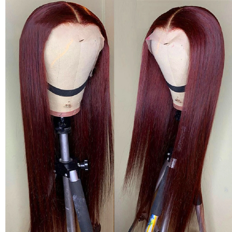 Red Wig Human Hair Remy Brazilian Straight Lace Front Wig Pre Plucked With Baby Hair Red Colored Human Hair Wigs For Women