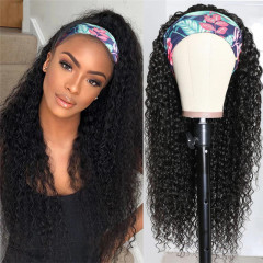 Headband Human Hair Wig Glueless kinky curly Machine Made Non-Lace Wigs