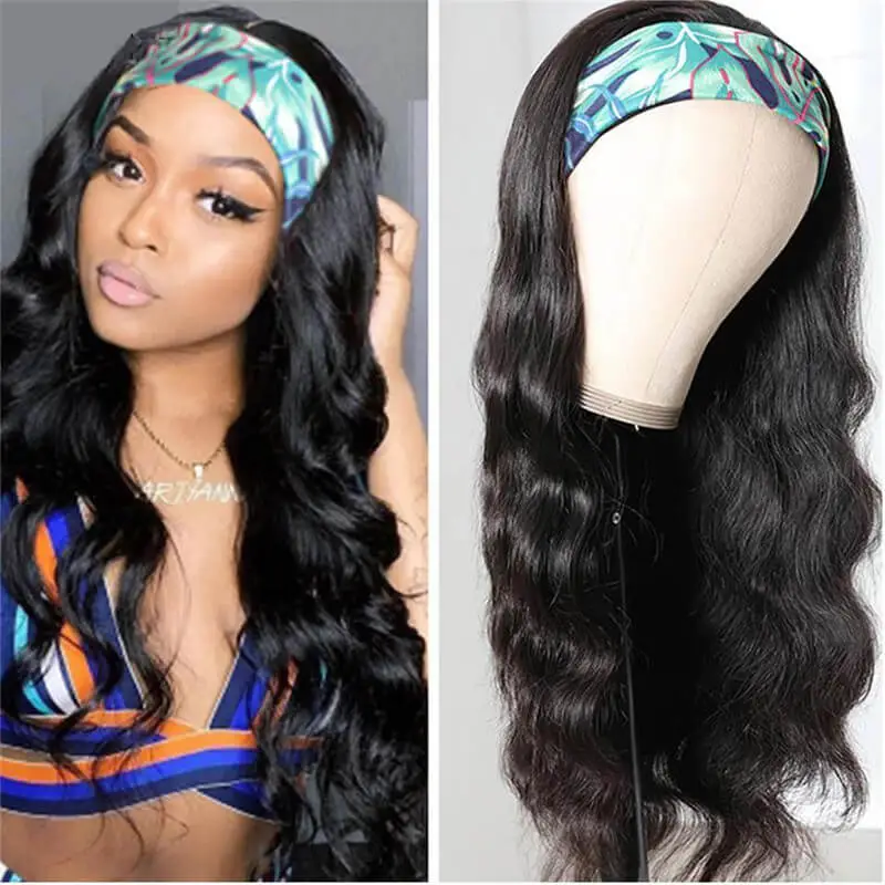 Ombre Honey Blonde Highlight #4/30 Color Body Wave Headband Wig Human Hair Wigs