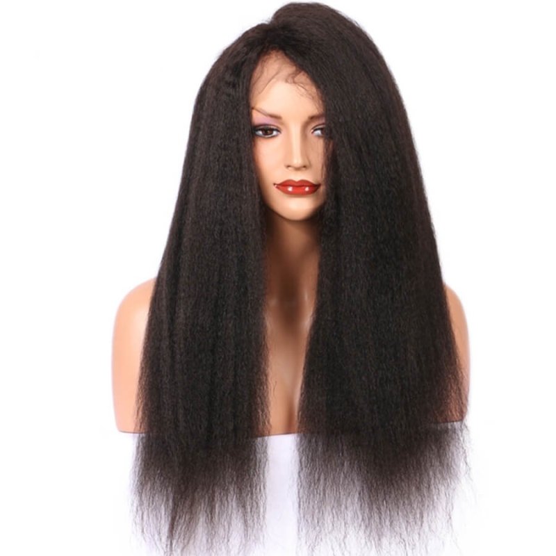 360 Lace Wigs 180% Density Kinky Straight Full Lace Human Hair Wigs With Natural Hairline