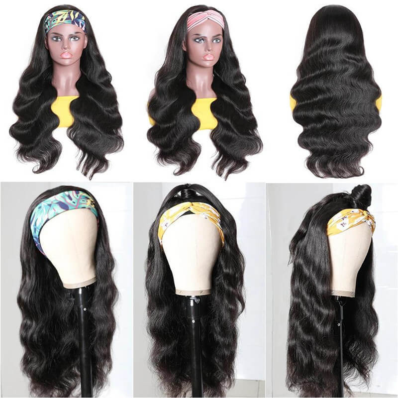 Headband Human Hair Wig Glueless Body Wave Machine Made Non-Lace Wigs head bands