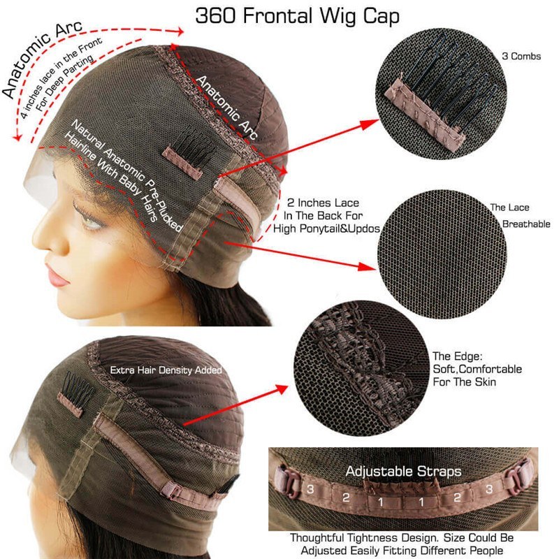 360 Lace Frontal Wigs Pre Plucked Silk Straight 100% Human Hair Wigs Natural Hair With Baby Hair Line Wigs 360 Lace Wig