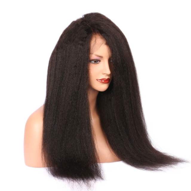 360 Lace Wigs 180% Density Kinky Straight Full Lace Human Hair Wigs With Natural Hairline