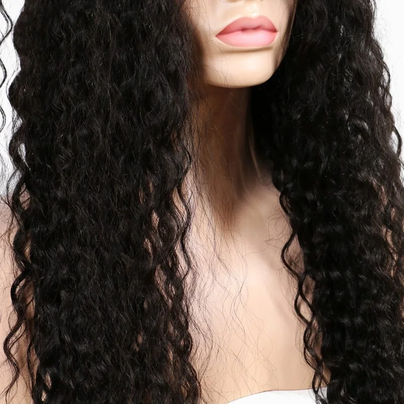 300% High Density Deep Curly Glueless Lace Front  Human Hair Wigs Human Hair Wigs Natural Hair Line