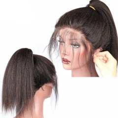 Italian Yaki Straight Glueless Full Lace Human Hair Wigs For Black Women Malaysian Hair Lace Frontal Wig
